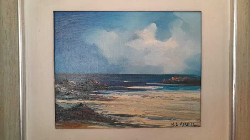 M.A. Moreira – “Sem título” (1979), óleo sobre tela, com dedicatória no verso. Local de Exposição: B... - leilão extrajudicial - Não informado BR - lance mínimo R$ 1.200