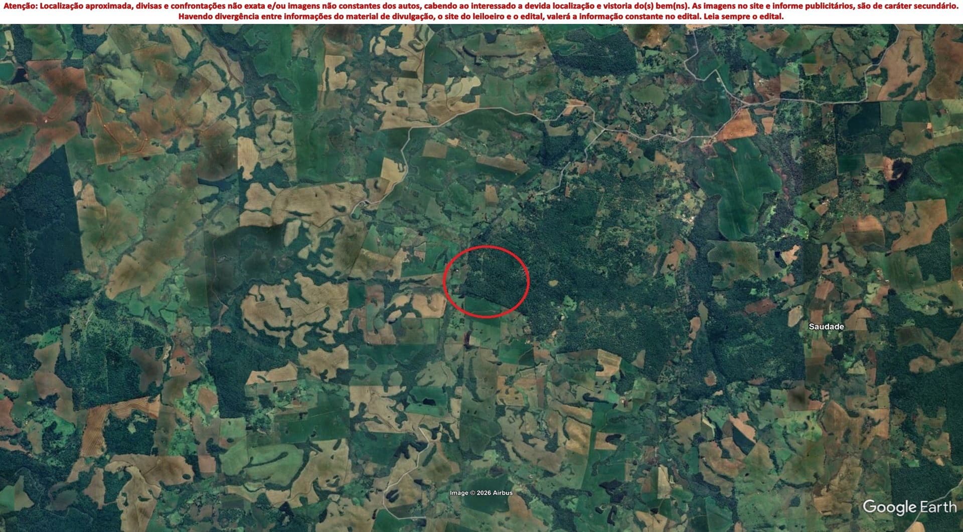 Imóvel c/ 414.954,30m² em Turvo/PR - leilão extrajudicial - Turvo PR - lance mínimo R$ 1.643.280