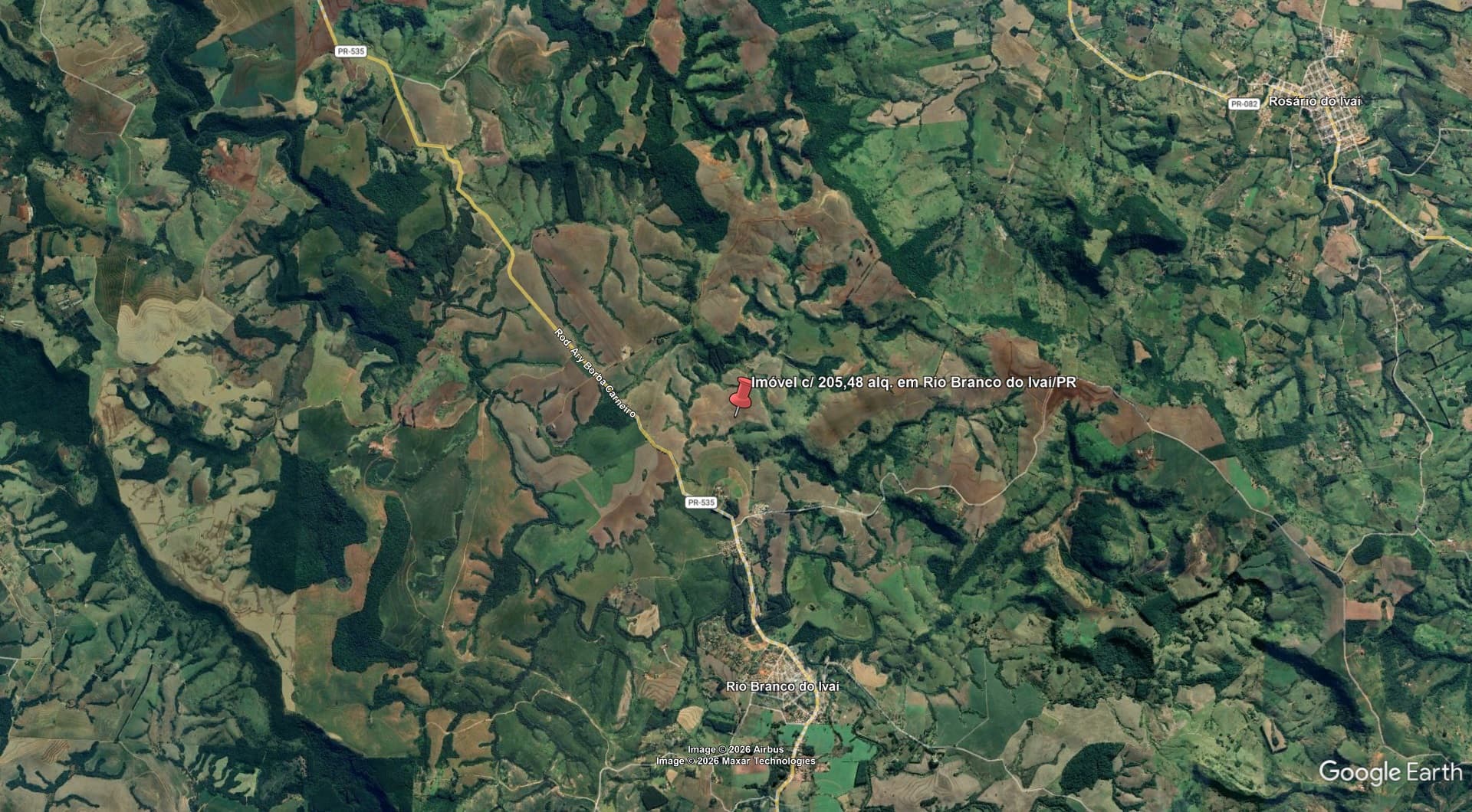 Imóvel c/ 205,48 alq. em Rio Branco do Ivaí/PR - leilão judicial - Não informado BR - lance mínimo R$ 40.312.175