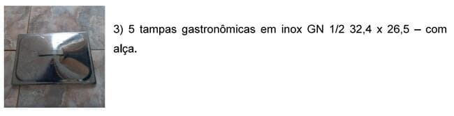 5 tampas gastronômicas em inox - leilão judicial - Não informado BR - lance mínimo R$ 70