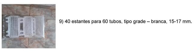 40 estantes para 60 tubos - leilão judicial - Não informado BR - lance mínimo R$ 240